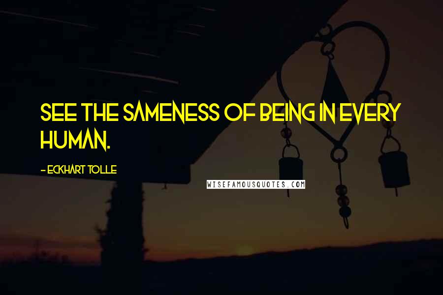 Eckhart Tolle Quotes: see the sameness of being in every human.