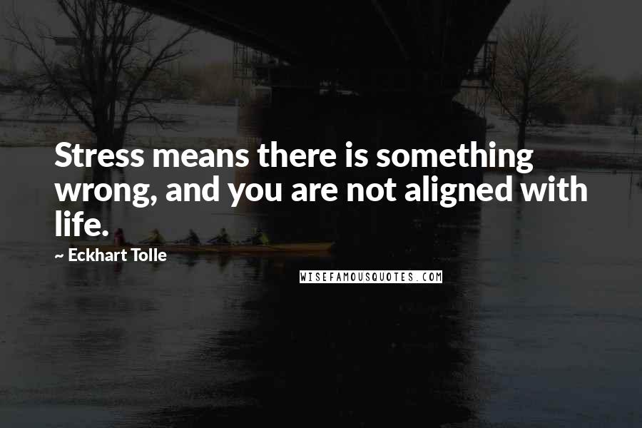 Eckhart Tolle Quotes: Stress means there is something wrong, and you are not aligned with life.