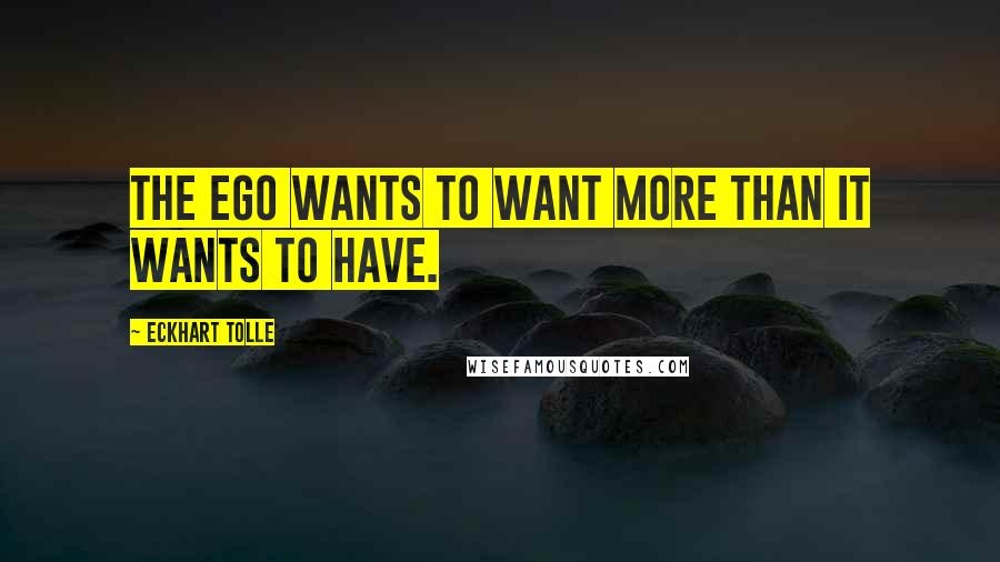 Eckhart Tolle Quotes: The ego wants to want more than it wants to have.