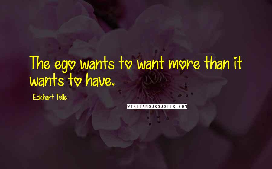 Eckhart Tolle Quotes: The ego wants to want more than it wants to have.