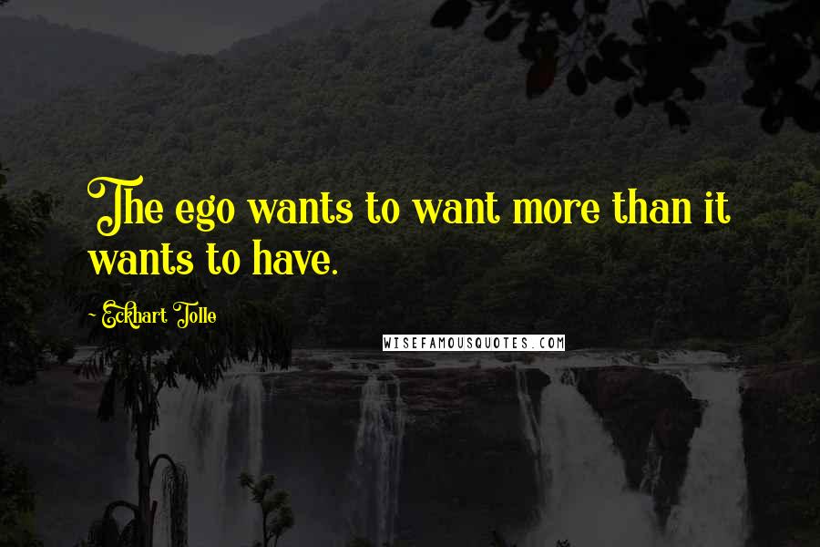 Eckhart Tolle Quotes: The ego wants to want more than it wants to have.