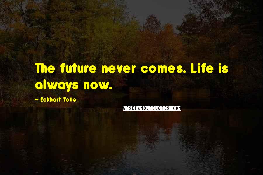Eckhart Tolle Quotes: The future never comes. Life is always now.