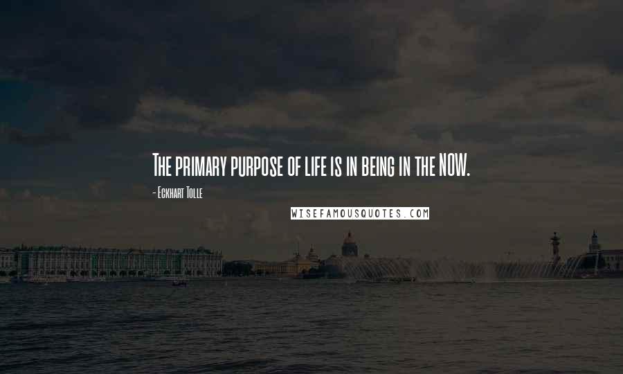 Eckhart Tolle Quotes: The primary purpose of life is in being in the NOW.