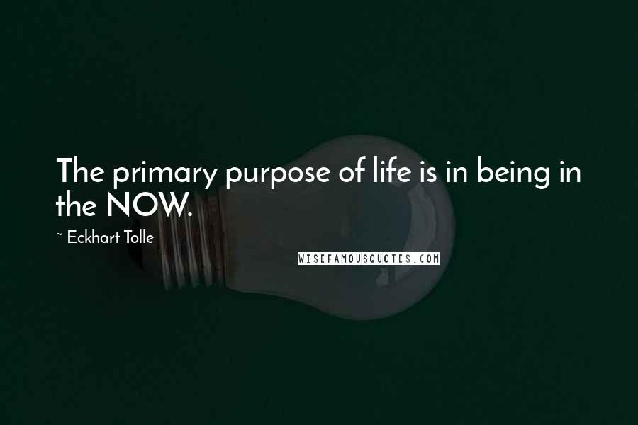 Eckhart Tolle Quotes: The primary purpose of life is in being in the NOW.