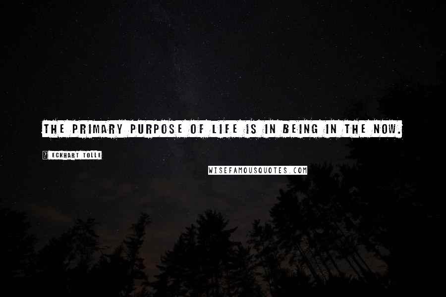 Eckhart Tolle Quotes: The primary purpose of life is in being in the NOW.