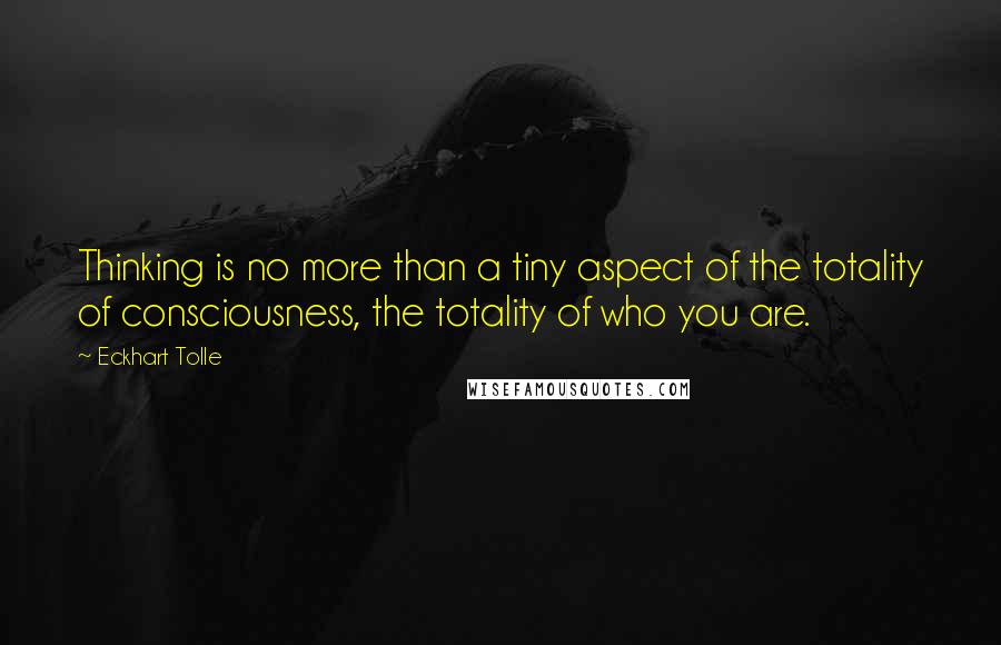 Eckhart Tolle Quotes: Thinking is no more than a tiny aspect of the totality of consciousness, the totality of who you are.