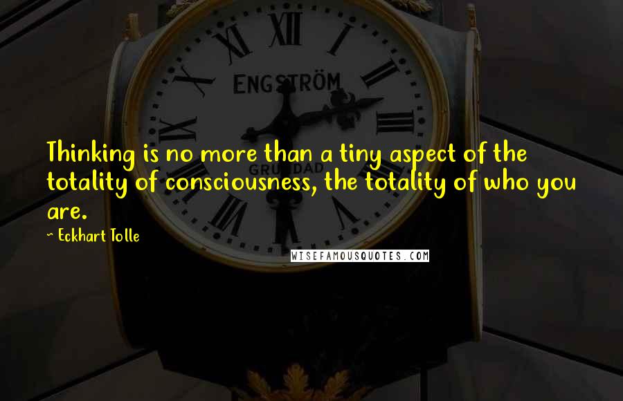 Eckhart Tolle Quotes: Thinking is no more than a tiny aspect of the totality of consciousness, the totality of who you are.