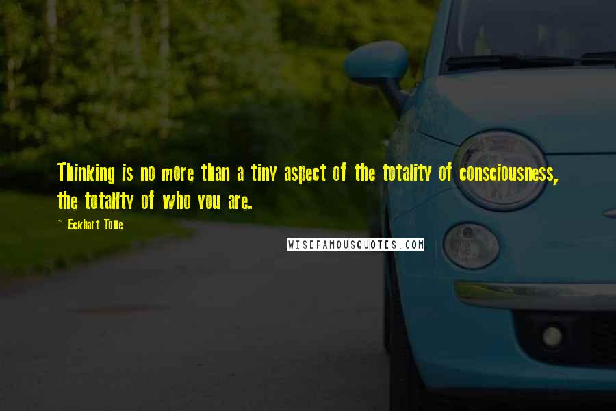 Eckhart Tolle Quotes: Thinking is no more than a tiny aspect of the totality of consciousness, the totality of who you are.