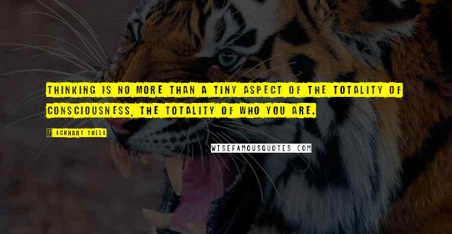 Eckhart Tolle Quotes: Thinking is no more than a tiny aspect of the totality of consciousness, the totality of who you are.