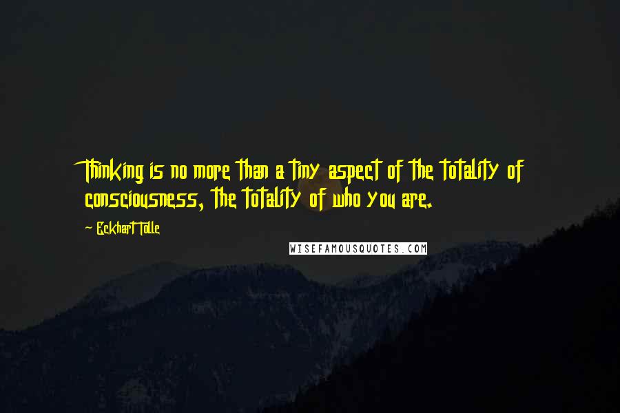 Eckhart Tolle Quotes: Thinking is no more than a tiny aspect of the totality of consciousness, the totality of who you are.