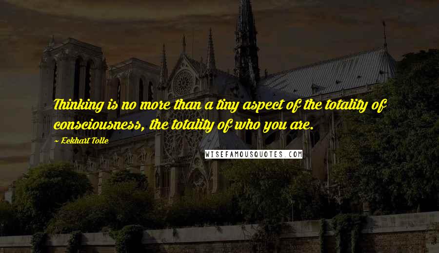 Eckhart Tolle Quotes: Thinking is no more than a tiny aspect of the totality of consciousness, the totality of who you are.