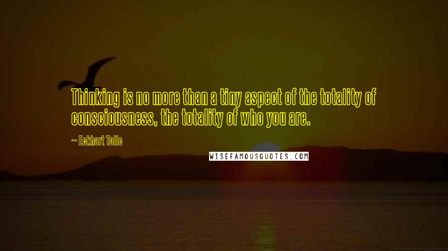 Eckhart Tolle Quotes: Thinking is no more than a tiny aspect of the totality of consciousness, the totality of who you are.