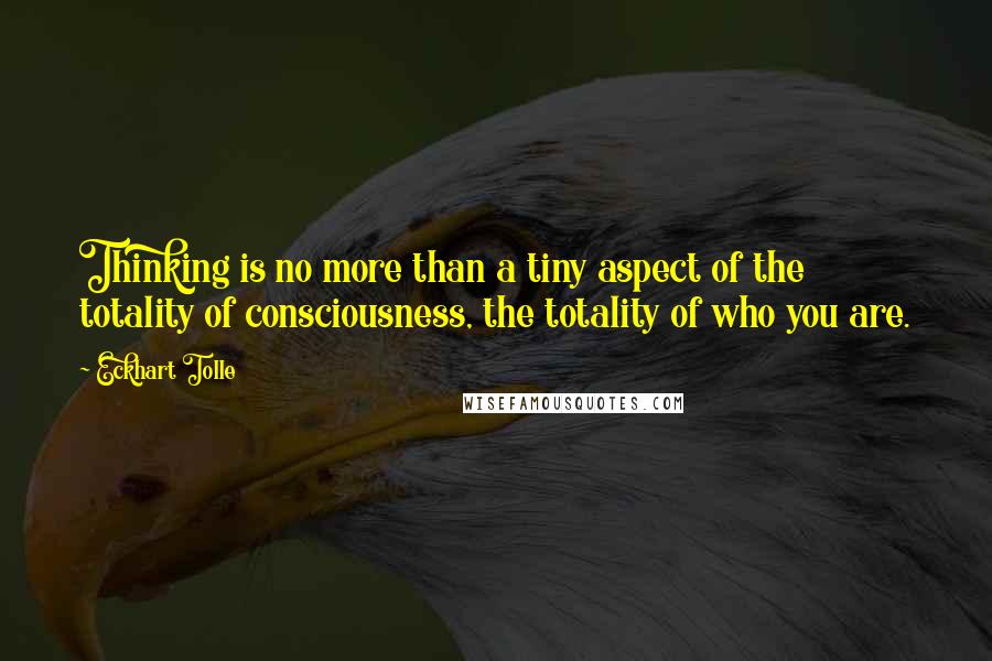 Eckhart Tolle Quotes: Thinking is no more than a tiny aspect of the totality of consciousness, the totality of who you are.