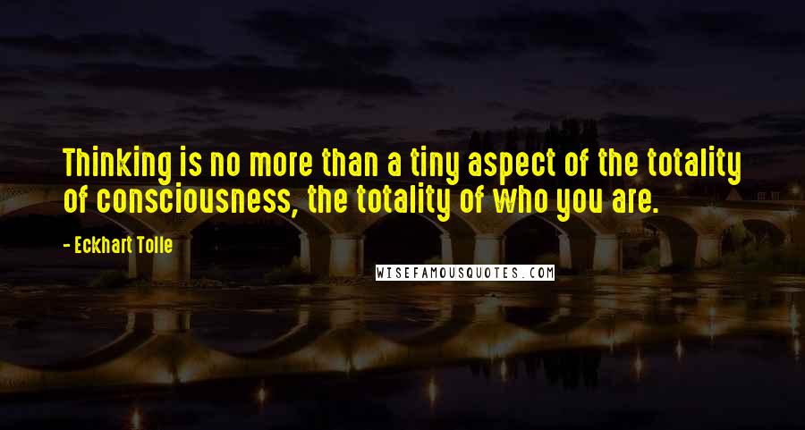 Eckhart Tolle Quotes: Thinking is no more than a tiny aspect of the totality of consciousness, the totality of who you are.