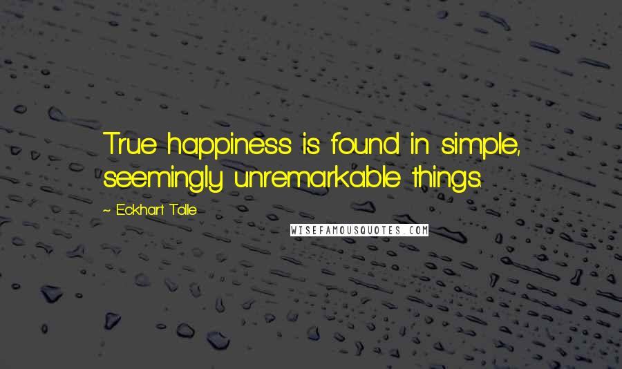 Eckhart Tolle Quotes: True happiness is found in simple, seemingly unremarkable things.