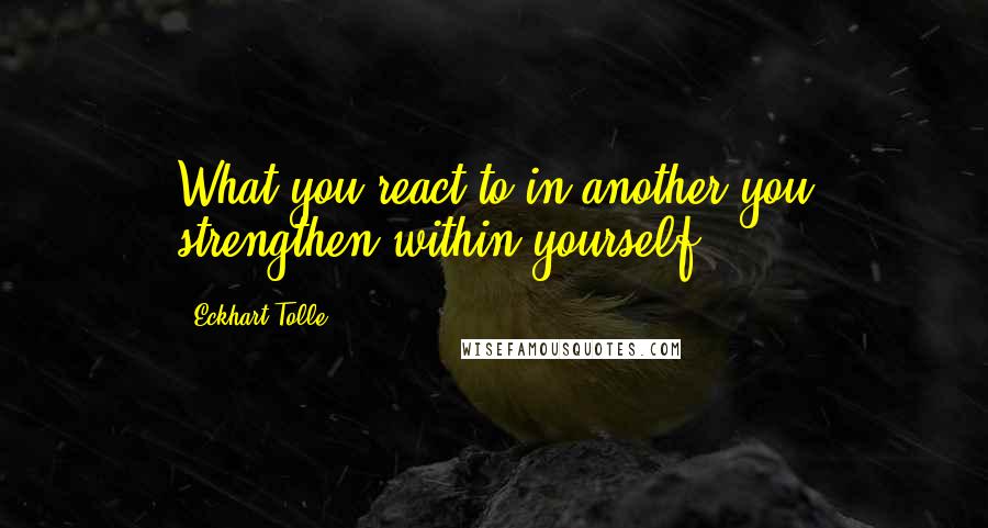 Eckhart Tolle Quotes: What you react to in another you strengthen within yourself.