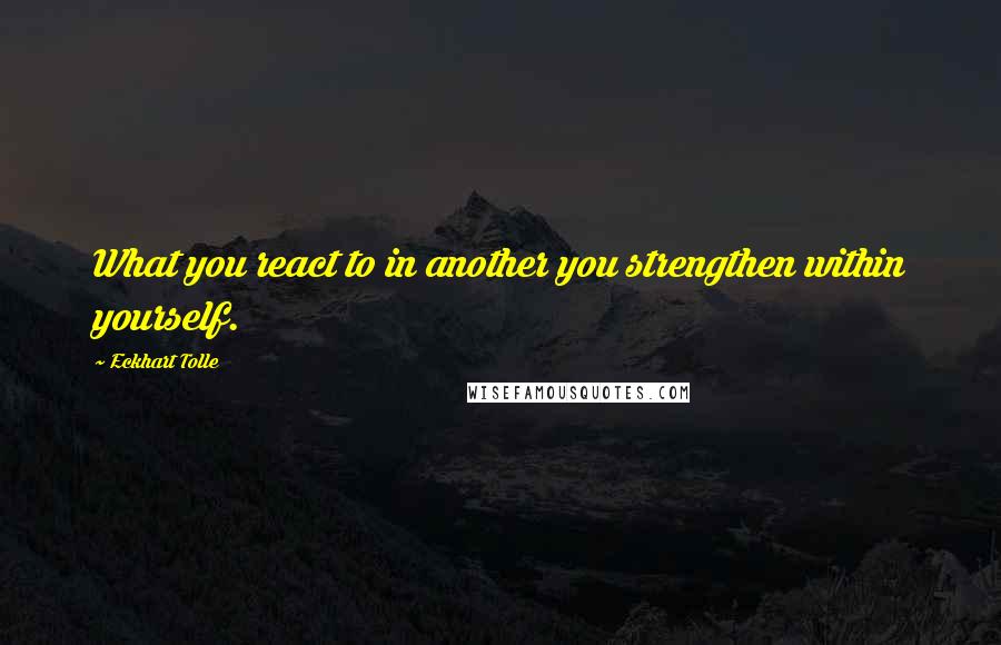 Eckhart Tolle Quotes: What you react to in another you strengthen within yourself.
