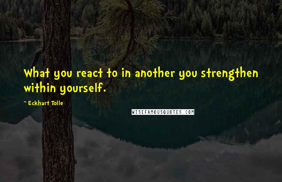 Eckhart Tolle Quotes: What you react to in another you strengthen within yourself.