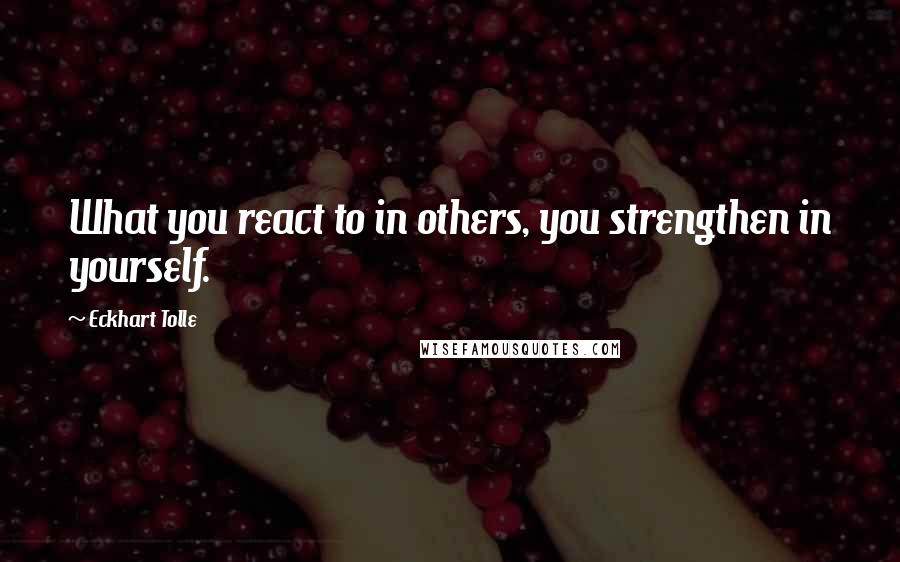 Eckhart Tolle Quotes: What you react to in others, you strengthen in yourself.