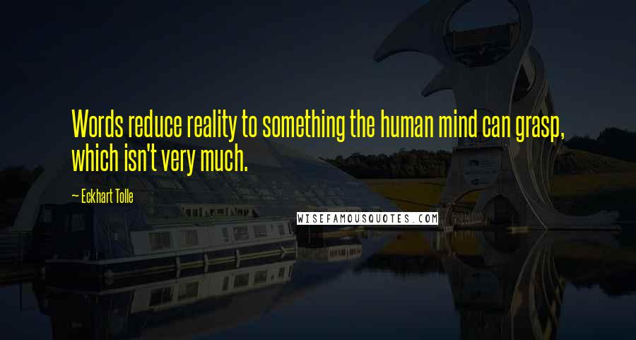 Eckhart Tolle Quotes: Words reduce reality to something the human mind can grasp, which isn't very much.