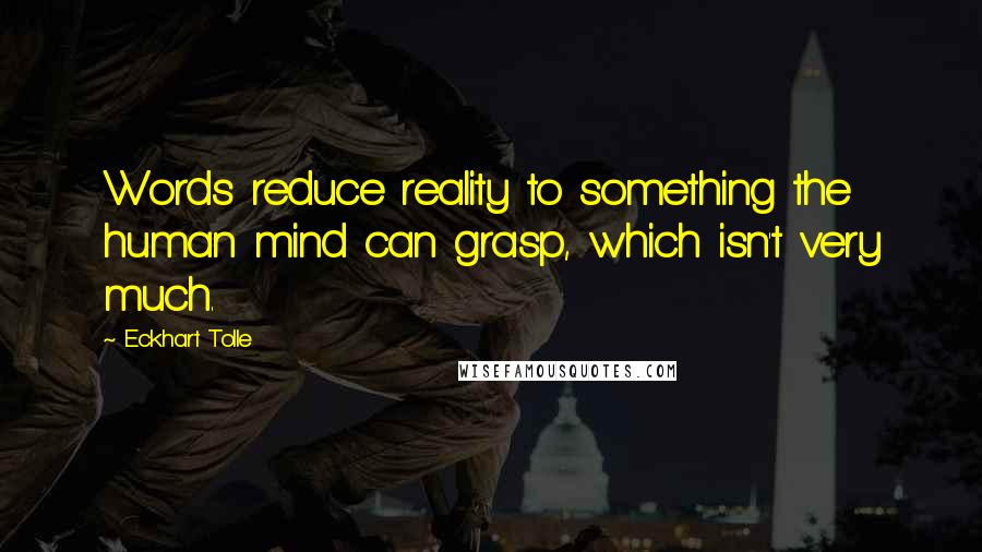 Eckhart Tolle Quotes: Words reduce reality to something the human mind can grasp, which isn't very much.