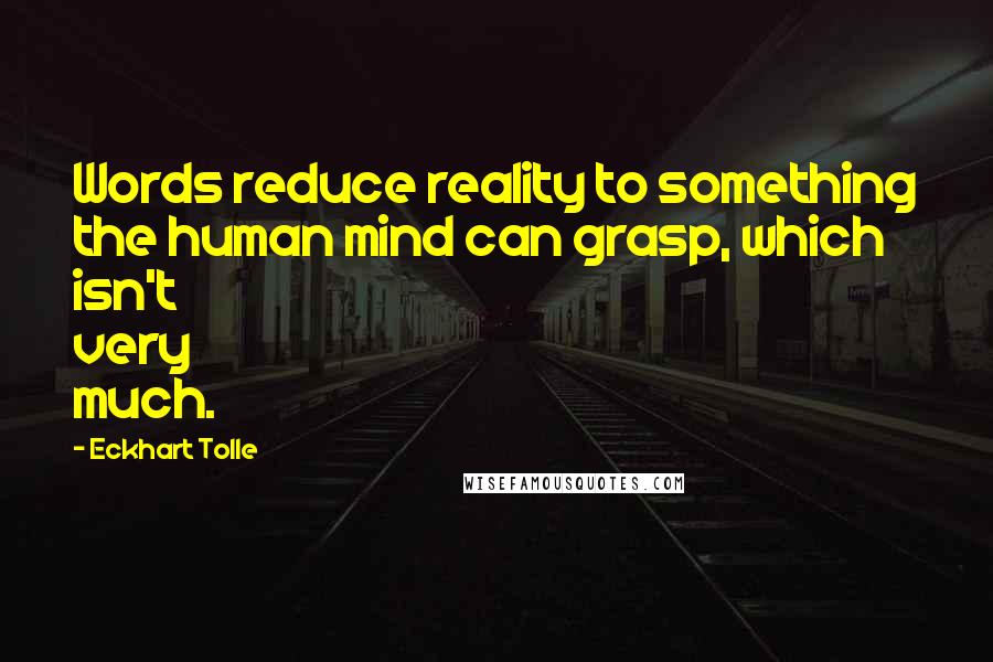 Eckhart Tolle Quotes: Words reduce reality to something the human mind can grasp, which isn't very much.