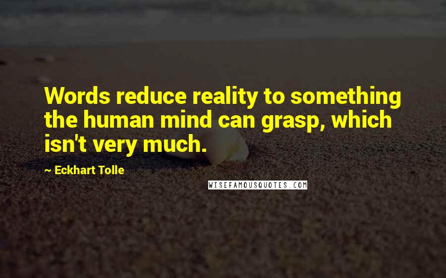Eckhart Tolle Quotes: Words reduce reality to something the human mind can grasp, which isn't very much.