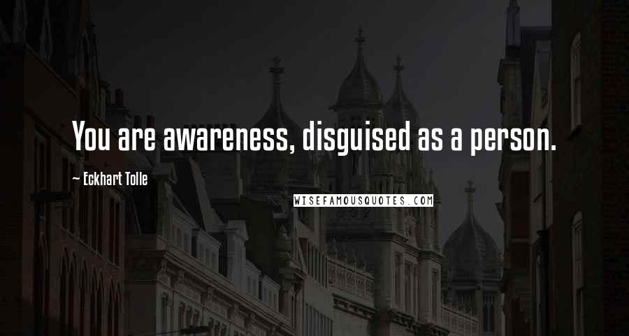 Eckhart Tolle Quotes: You are awareness, disguised as a person.