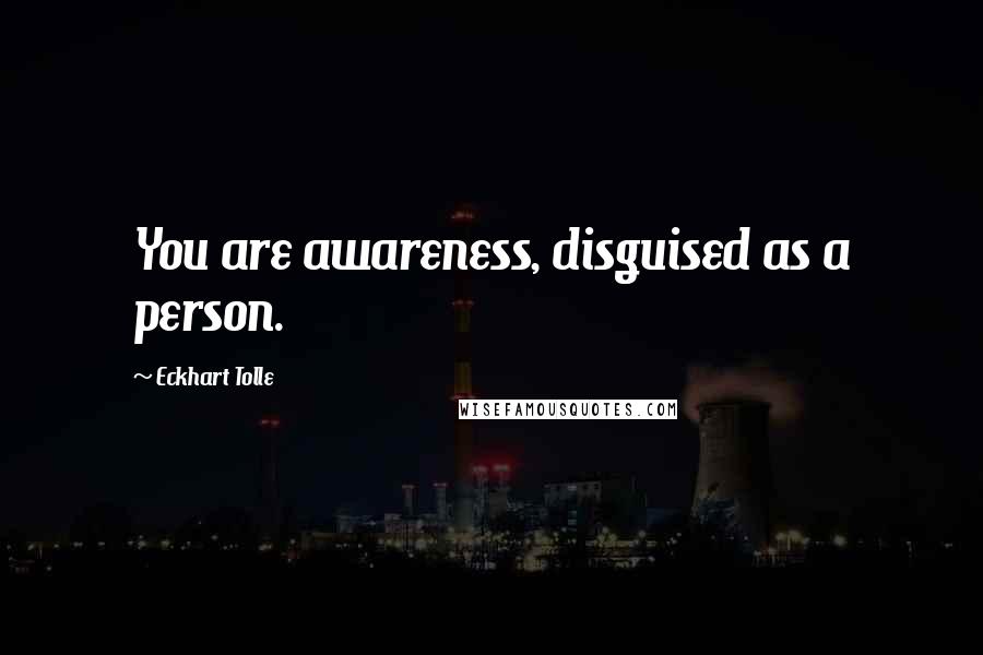 Eckhart Tolle Quotes: You are awareness, disguised as a person.