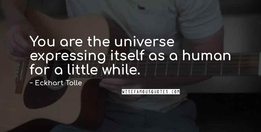 Eckhart Tolle Quotes: You are the universe expressing itself as a human for a little while.