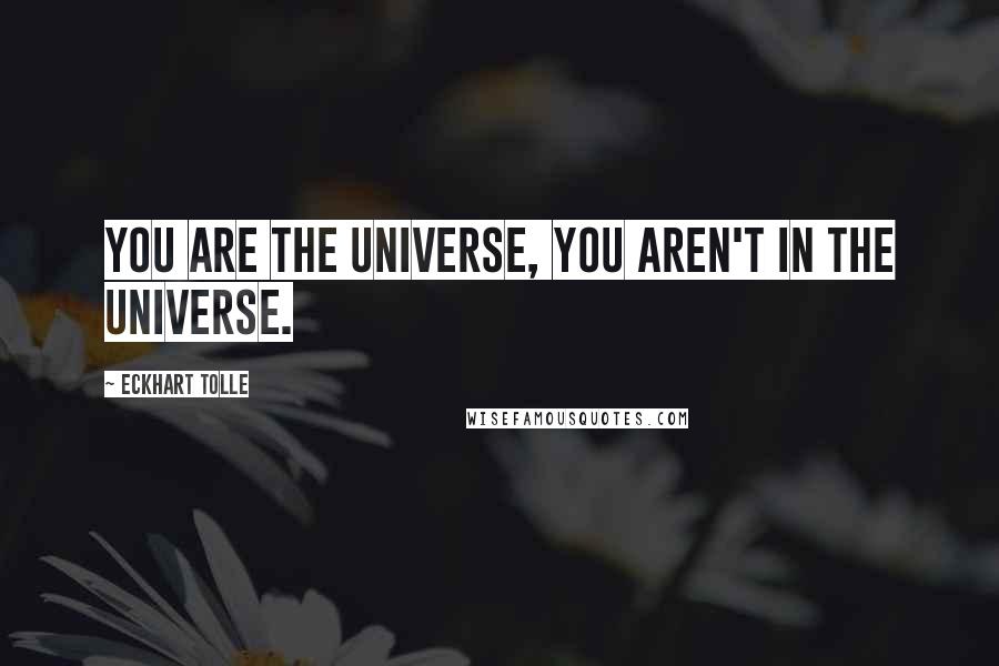 Eckhart Tolle Quotes: You are the universe, you aren't in the universe.