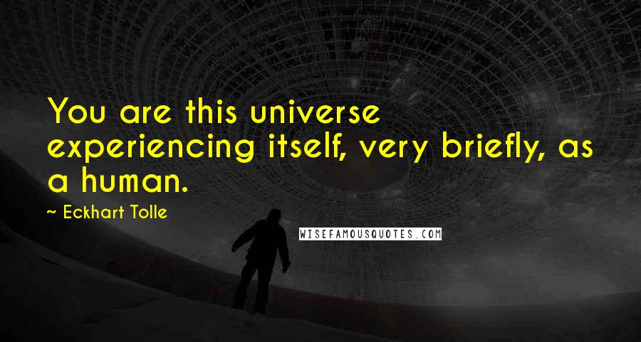 Eckhart Tolle Quotes: You are this universe experiencing itself, very briefly, as a human.