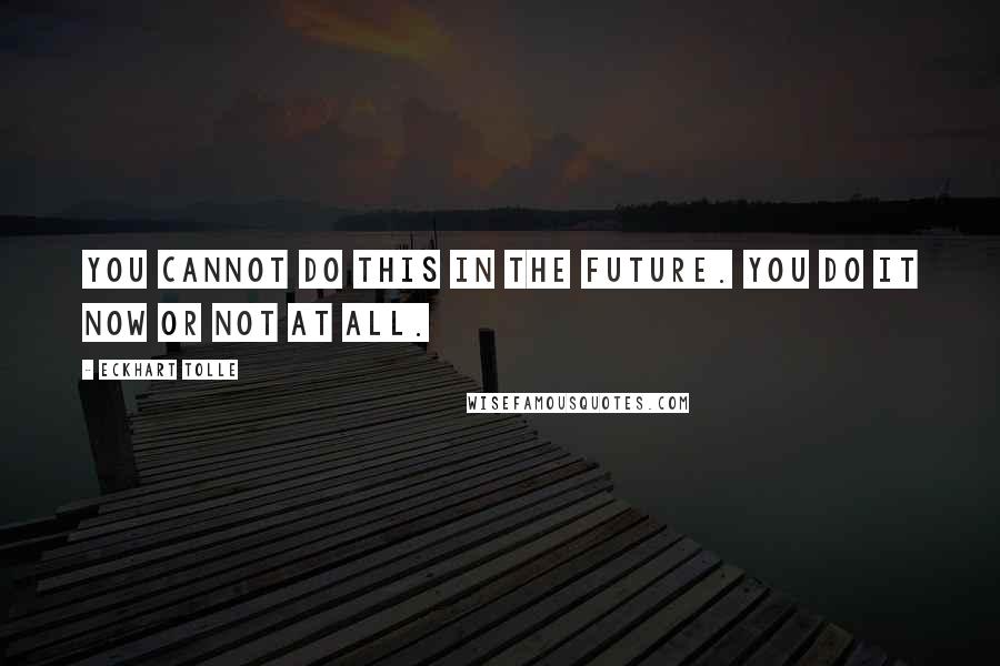 Eckhart Tolle Quotes: You cannot do this in the future. You do it now or not at all.