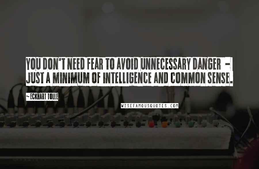 Eckhart Tolle Quotes: You don't need fear to avoid unnecessary danger  -  just a minimum of intelligence and common sense.