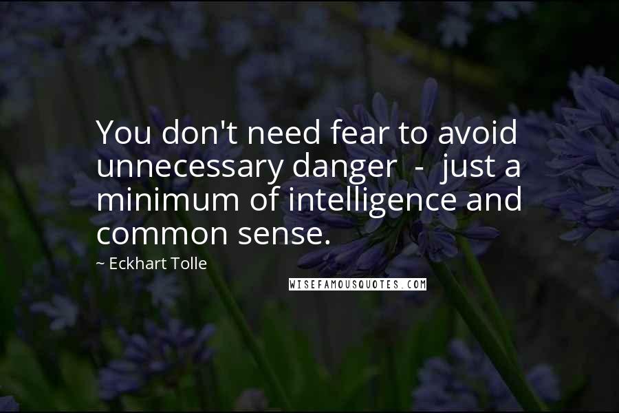 Eckhart Tolle Quotes: You don't need fear to avoid unnecessary danger  -  just a minimum of intelligence and common sense.