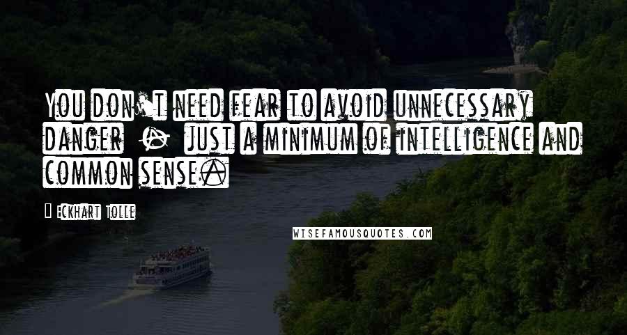 Eckhart Tolle Quotes: You don't need fear to avoid unnecessary danger  -  just a minimum of intelligence and common sense.