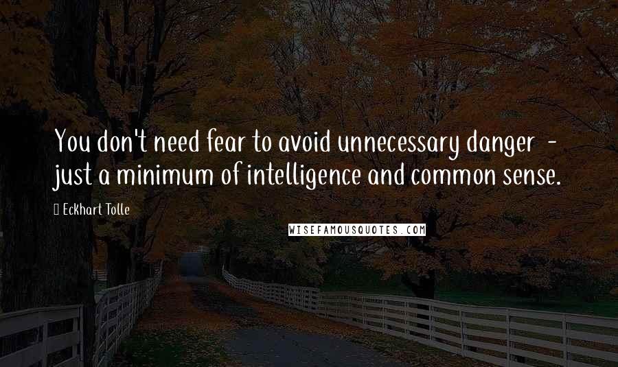 Eckhart Tolle Quotes: You don't need fear to avoid unnecessary danger  -  just a minimum of intelligence and common sense.