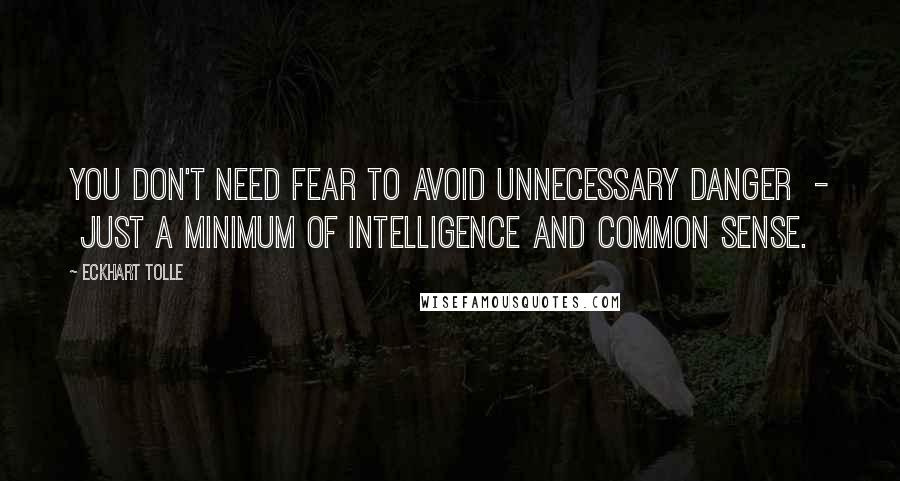 Eckhart Tolle Quotes: You don't need fear to avoid unnecessary danger  -  just a minimum of intelligence and common sense.