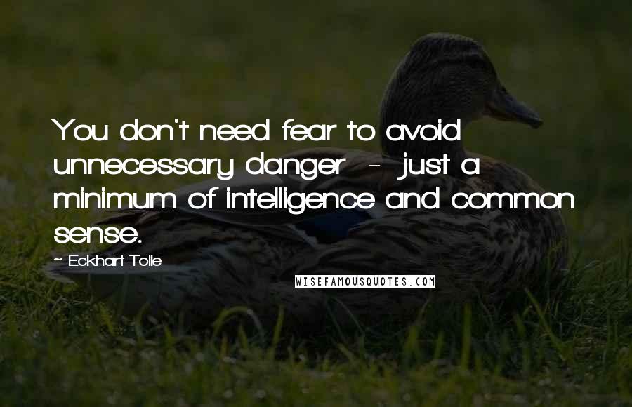 Eckhart Tolle Quotes: You don't need fear to avoid unnecessary danger  -  just a minimum of intelligence and common sense.