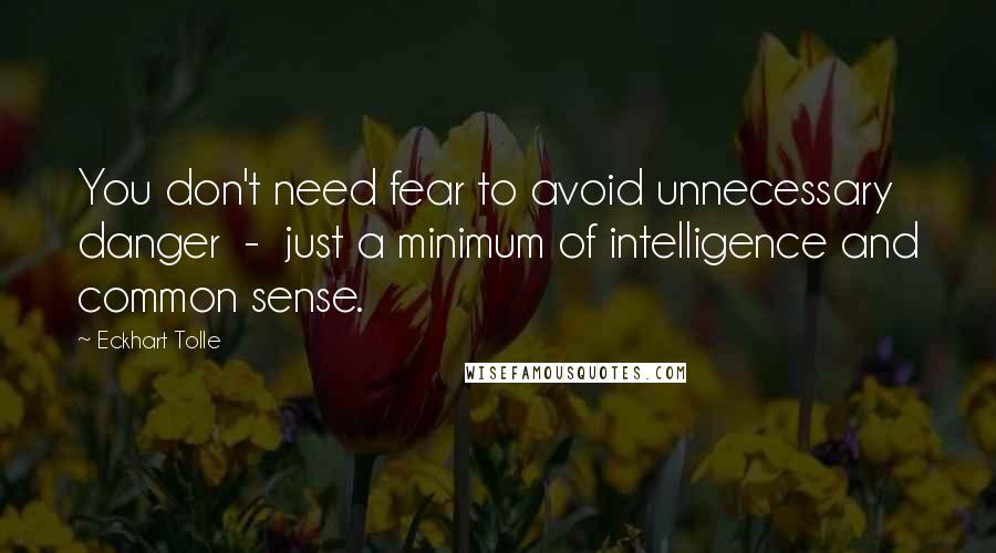 Eckhart Tolle Quotes: You don't need fear to avoid unnecessary danger  -  just a minimum of intelligence and common sense.