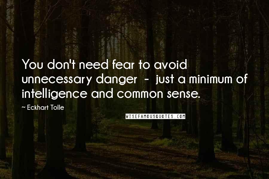 Eckhart Tolle Quotes: You don't need fear to avoid unnecessary danger  -  just a minimum of intelligence and common sense.