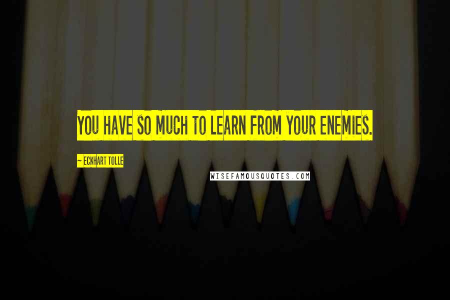 Eckhart Tolle Quotes: You have so much to learn from your enemies.