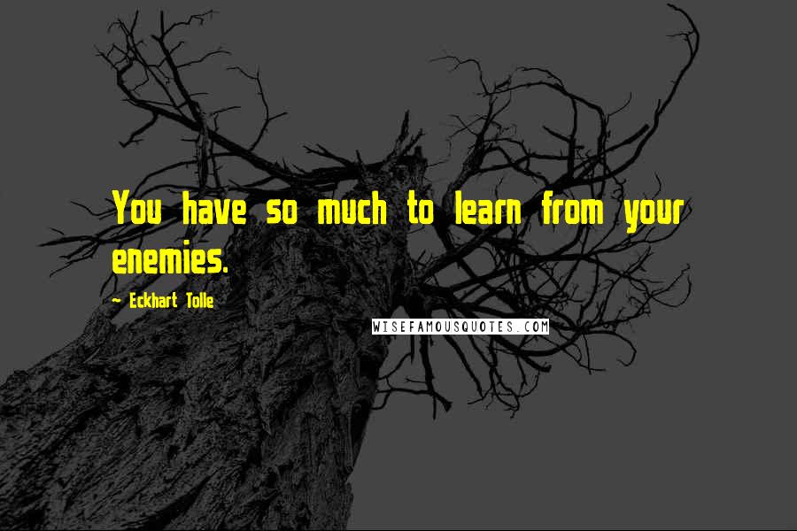 Eckhart Tolle Quotes: You have so much to learn from your enemies.