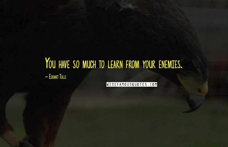 Eckhart Tolle Quotes: You have so much to learn from your enemies.