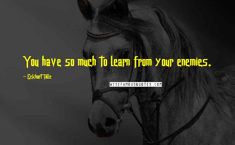Eckhart Tolle Quotes: You have so much to learn from your enemies.