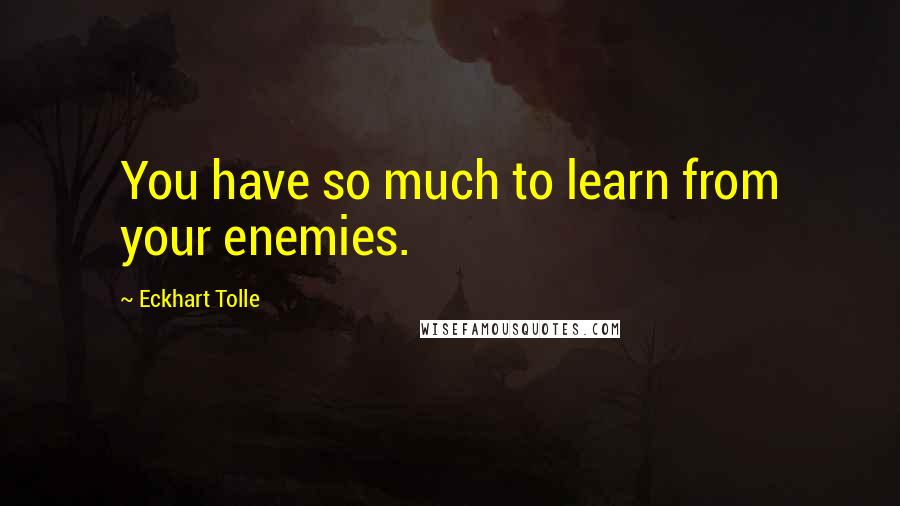 Eckhart Tolle Quotes: You have so much to learn from your enemies.