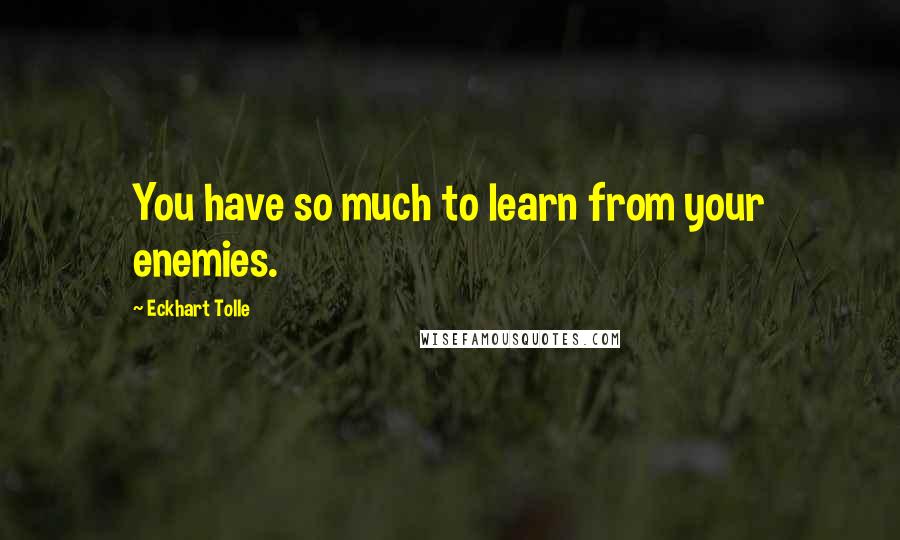 Eckhart Tolle Quotes: You have so much to learn from your enemies.