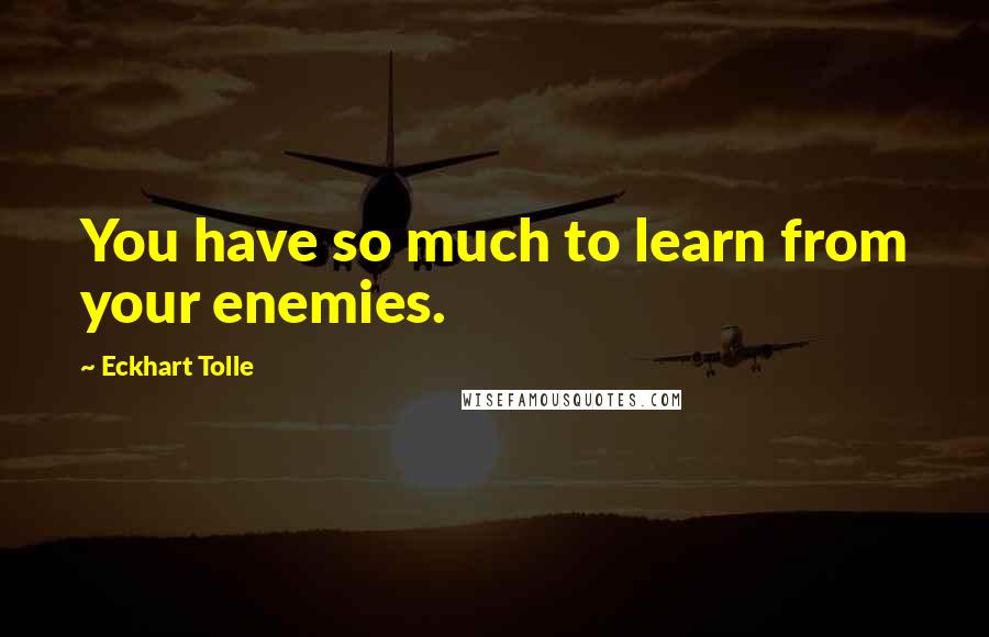 Eckhart Tolle Quotes: You have so much to learn from your enemies.