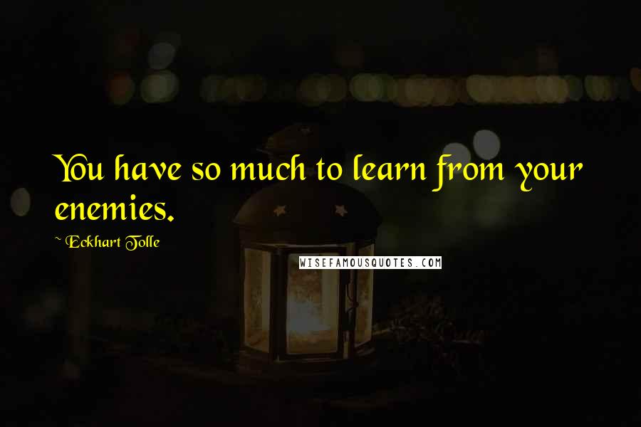 Eckhart Tolle Quotes: You have so much to learn from your enemies.