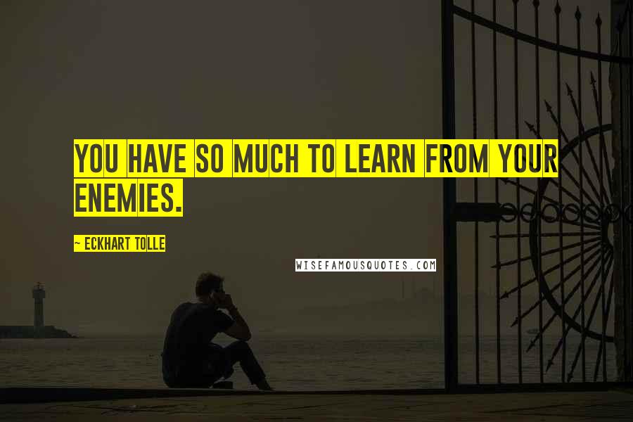 Eckhart Tolle Quotes: You have so much to learn from your enemies.